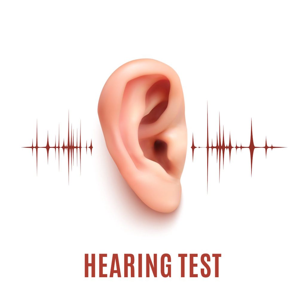 Hearing test. Ear on white background. Hearing Aids and Earwax Removal Services in Morpeth